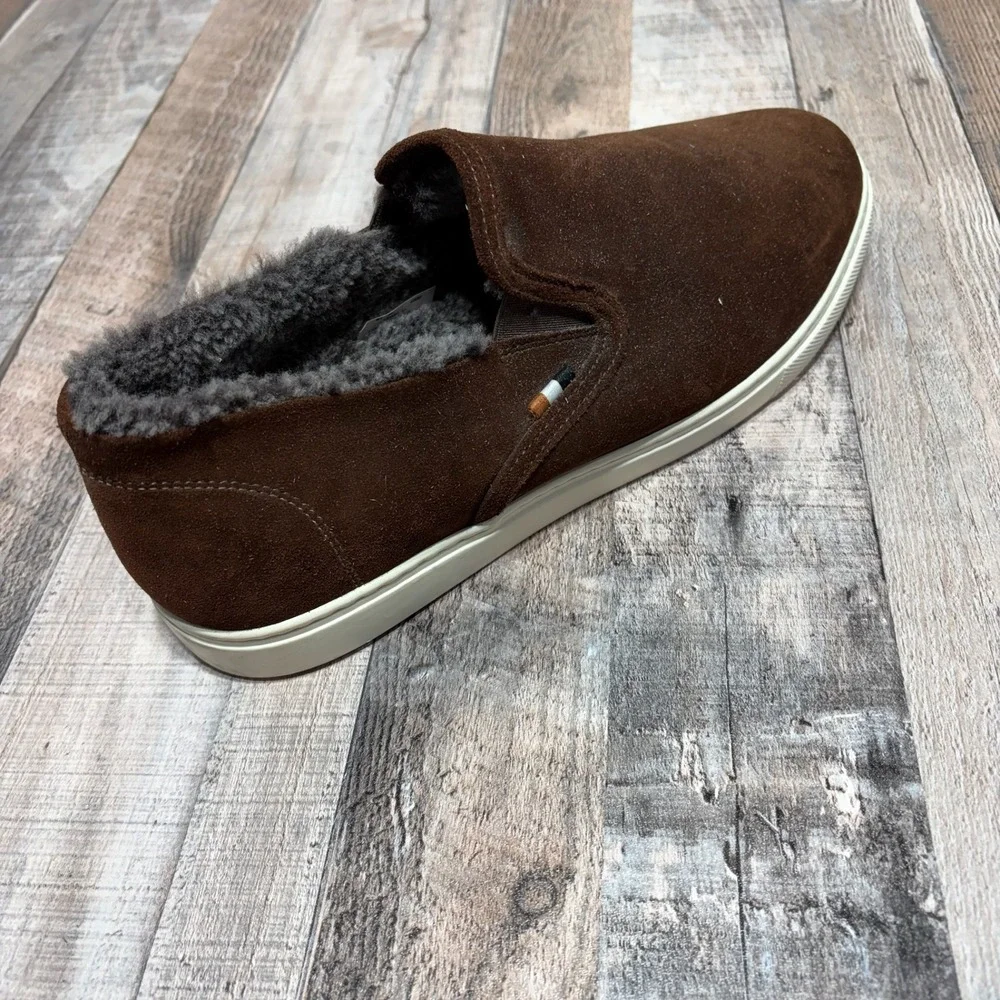Allen Edmonds Slip On Men 10 3E Brown Suede Shearling Lined Sneaker 4830 Wide